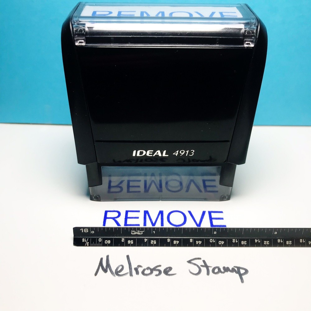 Remove Rubber Stamp Blue Ink Self Inking Ideal 4913