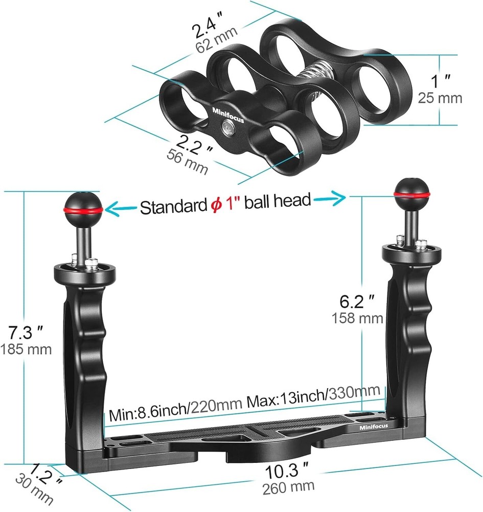 Waterproof Underwater Handle Tray Bracket Accessories Kit Diving housing Camera
