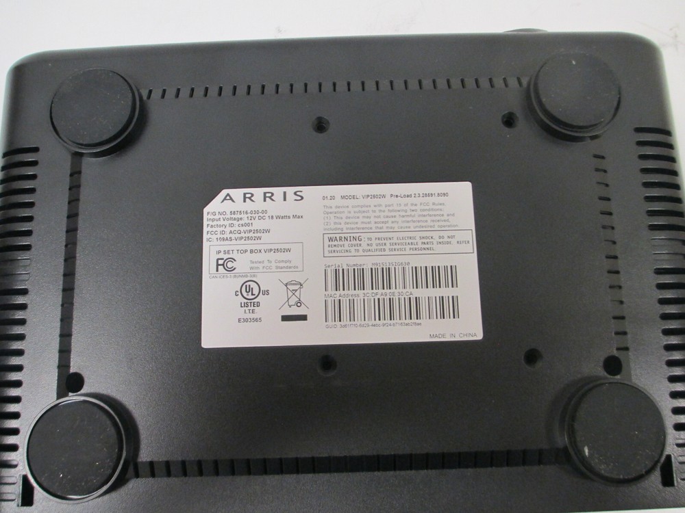 Arris VIP2502W Cable Box W/ Power Supply