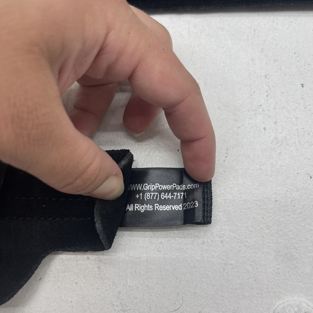 Grip Power Pads For Weight Lifting With Adjustable Hook & Loop Strap Black Large