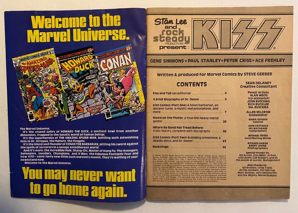 KISS 1977 Marvel Comic Book - Ungraded - Printed in KISS Blood! Great Graphics!