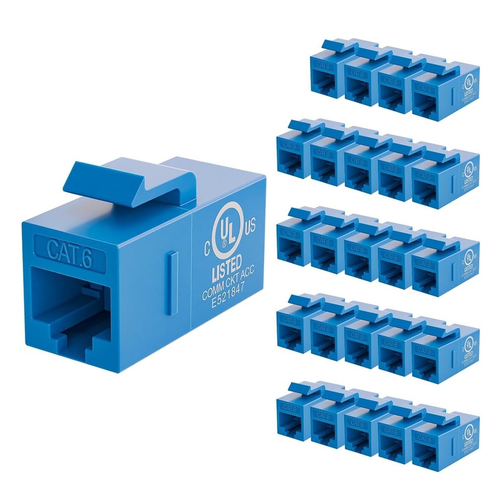 Blue 25-Pack Ethernet Couplers for Customizable Network Setups