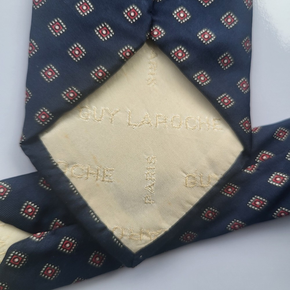 guy laroche navy burgundy pattern tie