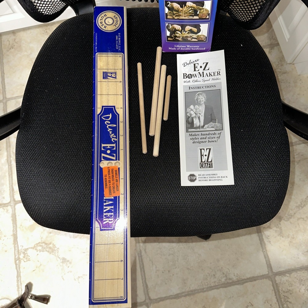 Deluxe EZ Bow Maker With Craft Ribbon Spool Holder Complete Open Box AA