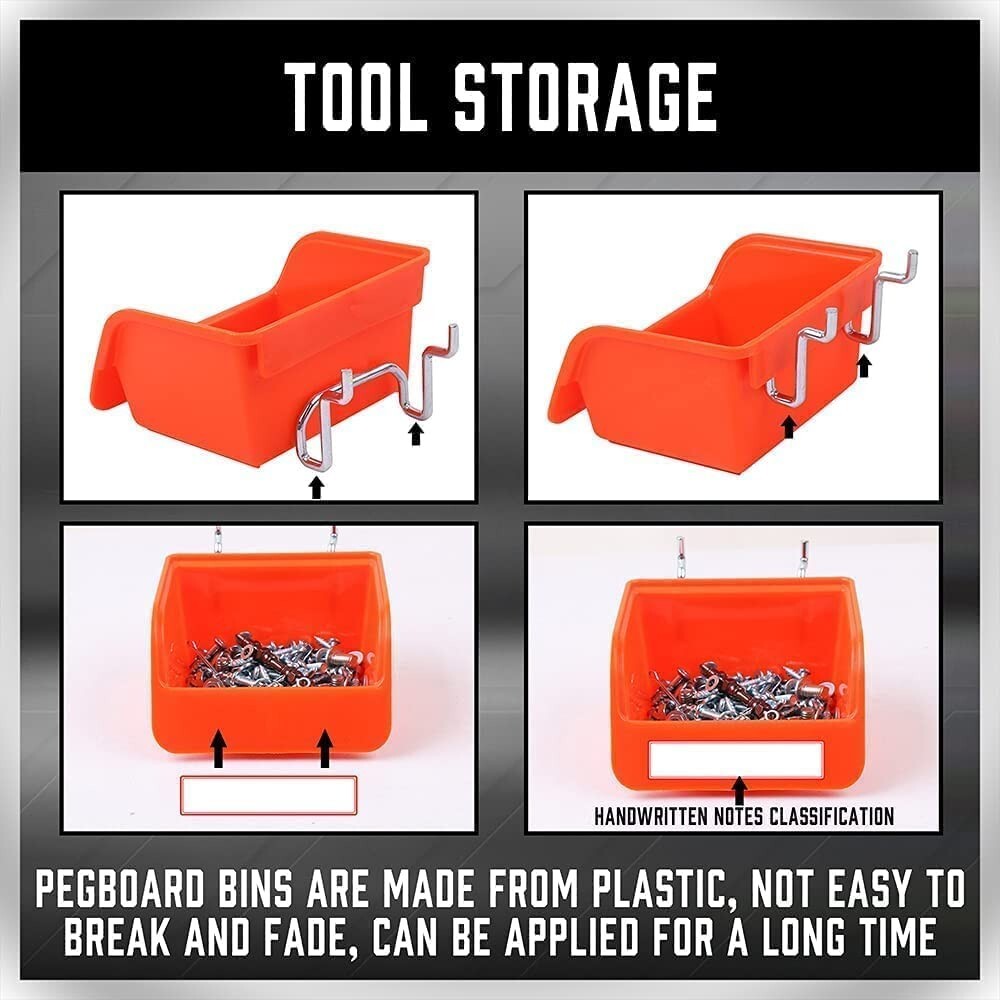 238-Piece Pegboard Hooks Assortment, Pegboard Accessories with Pegboard Bins