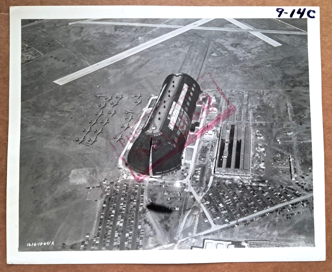 Aerial View from Blimp Goodyear Zepplin Hanger c1970s Real 8X10 Photo RARE