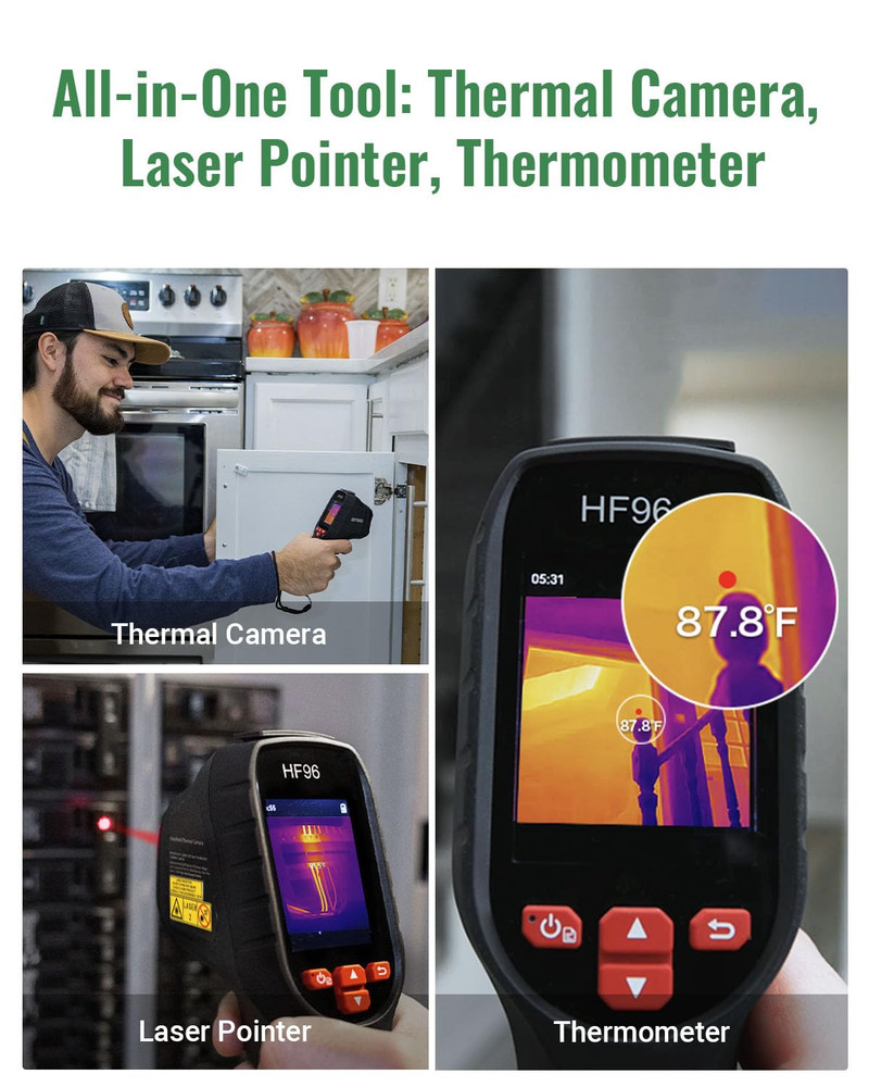 HF96 Thermal Camera with Laser Pointer, Intelligent Scene Detection, Super Resol