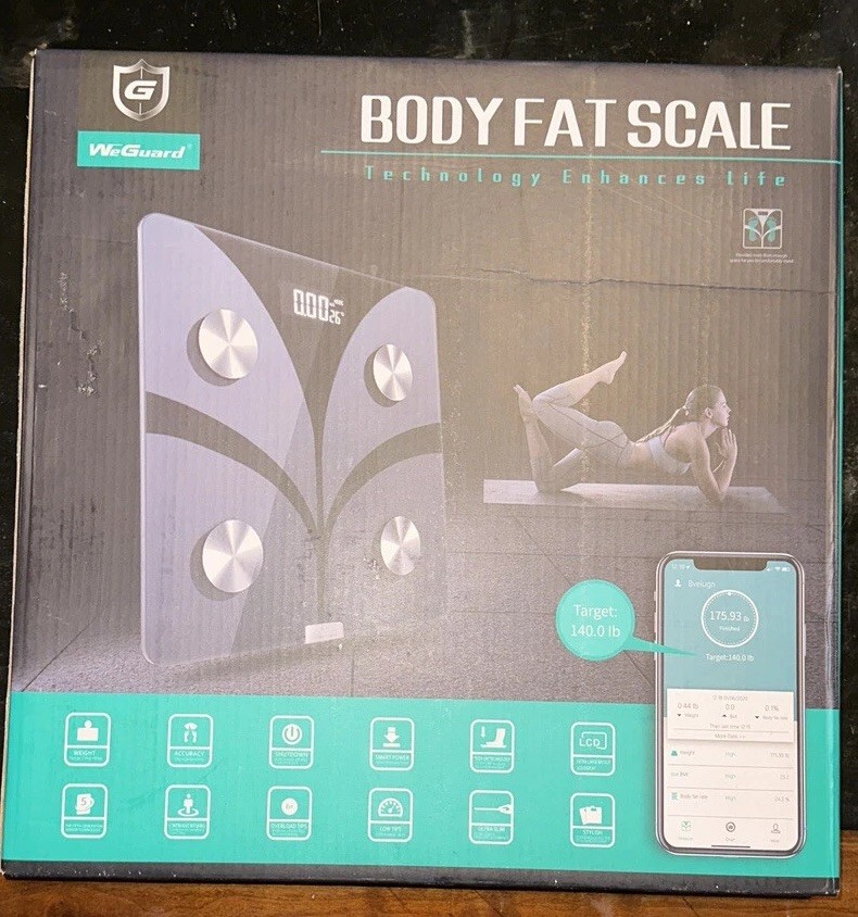 WeGuard Body Fat Scale Bluetooth Digital Bathroom Scale Black New