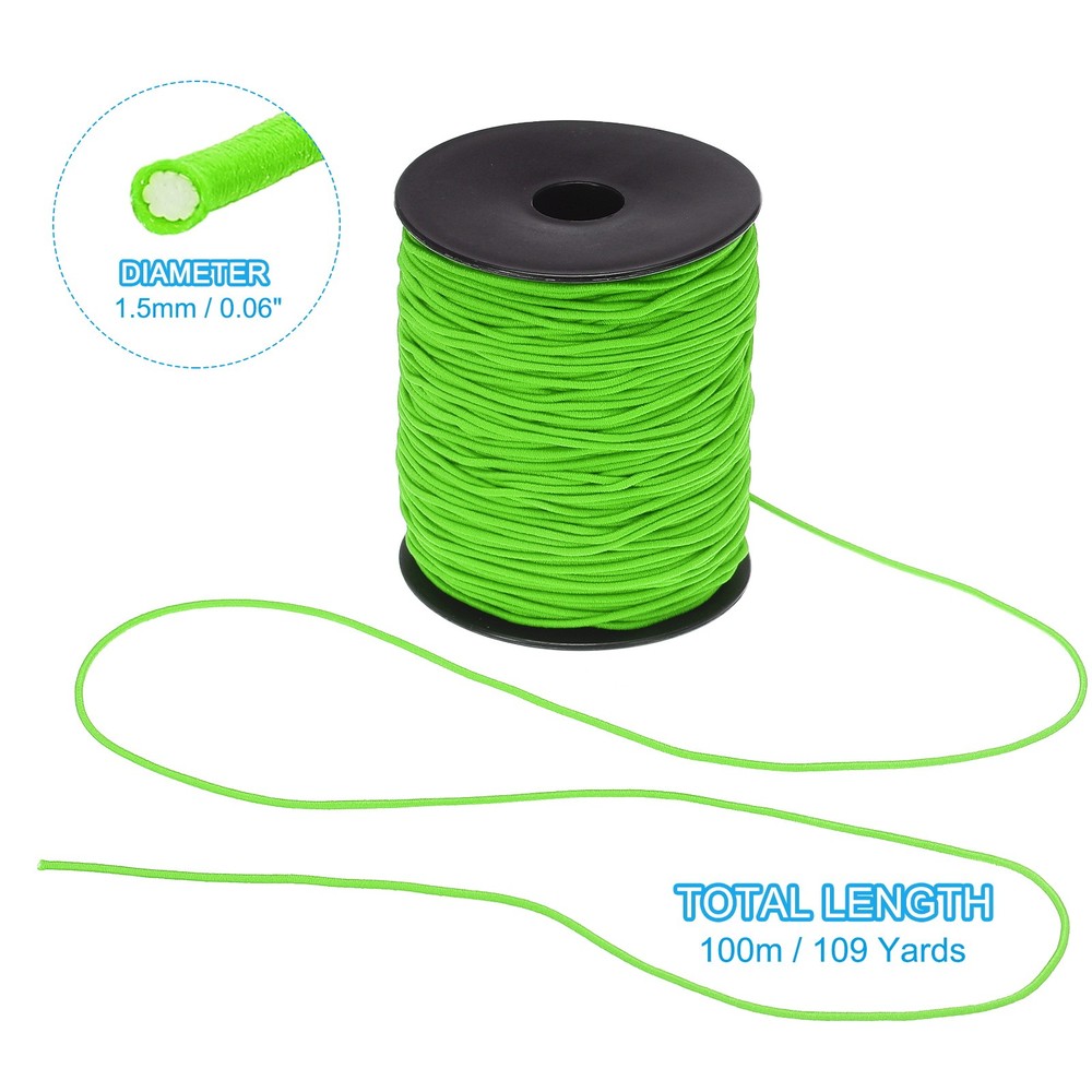 Elastic Cord, 1.5mm Stretchy Elastic String 100 Yards Light Green