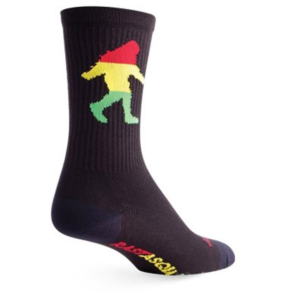 SockGuy, Men's Crew Cuff Socks - Small/Medium, Rasta Squatch