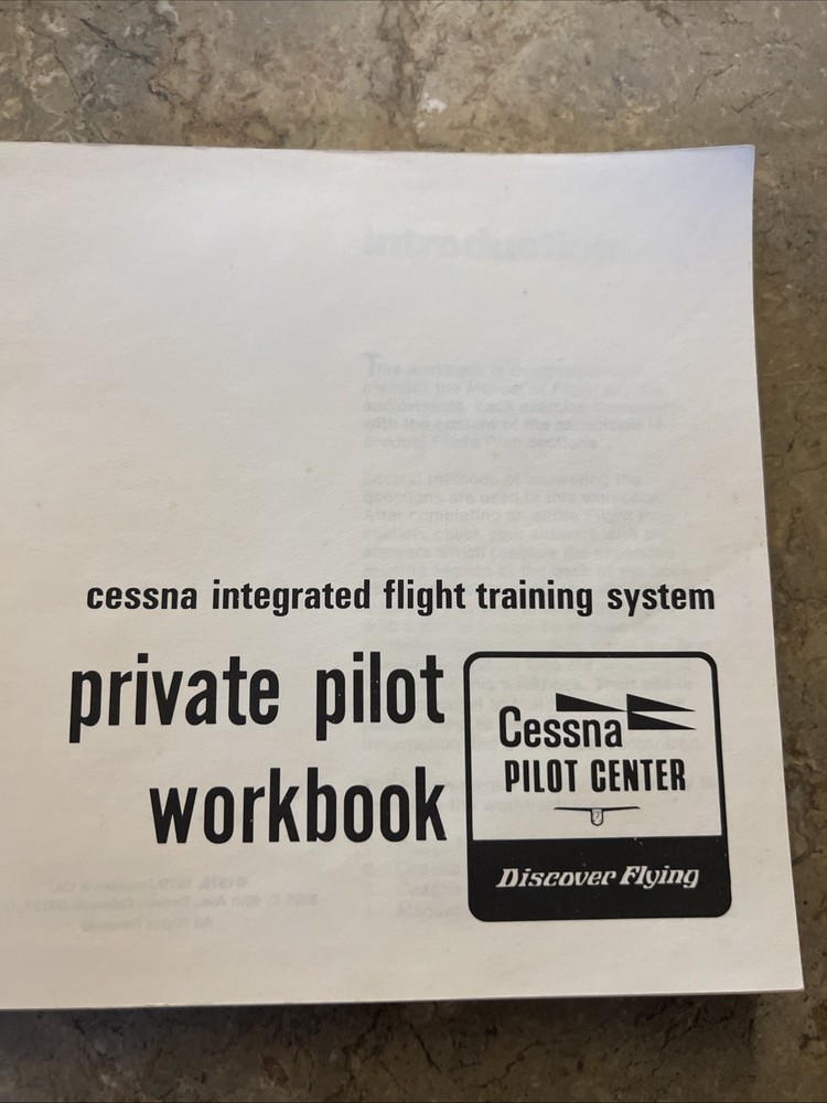 1978 Cessna Private Pilot Workbook