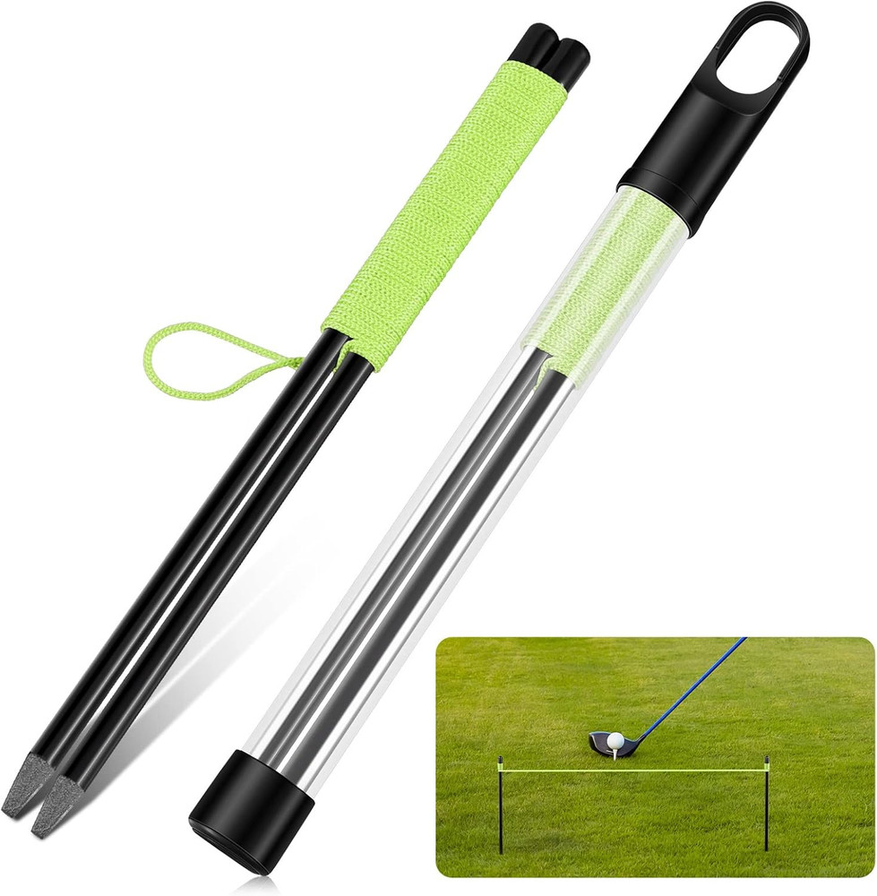 2 Pieces Golf Alignment String Line Putting Aid with Pegs Training String Gui...
