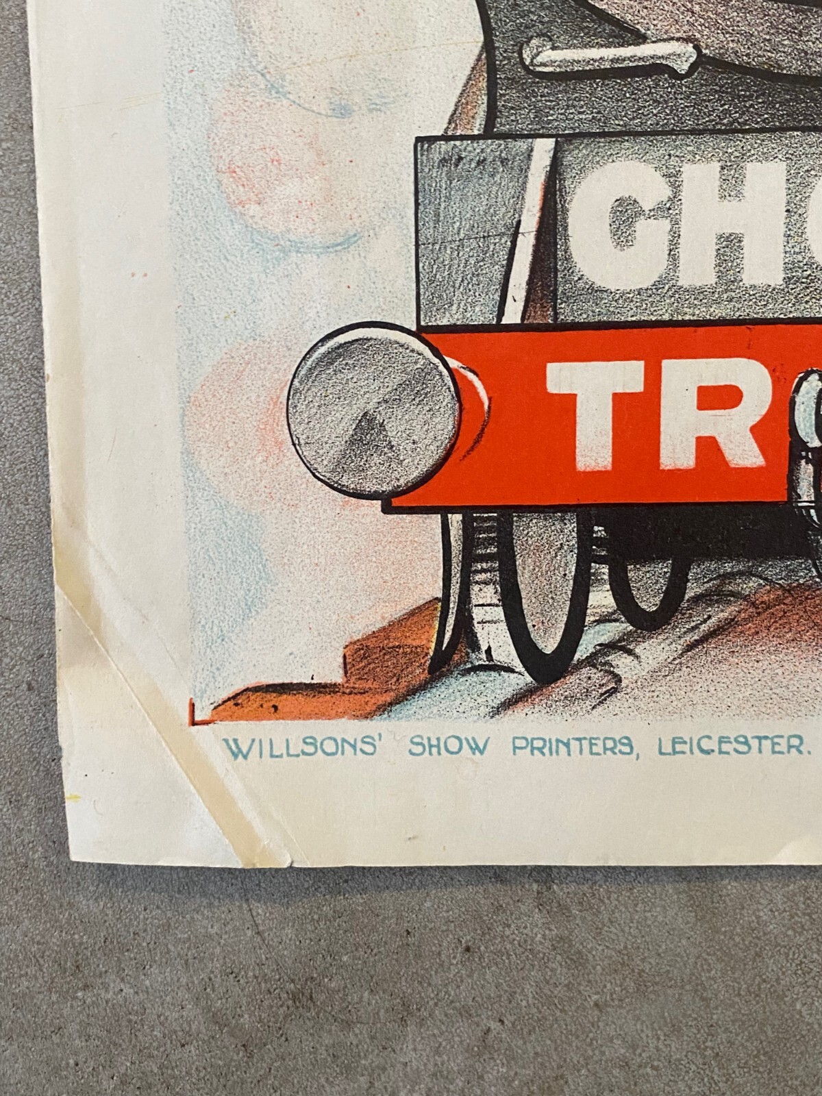 Antique/VTG 30's Carnival Fun Fair Poster, Motorcycle Death Riders, Ghost Train