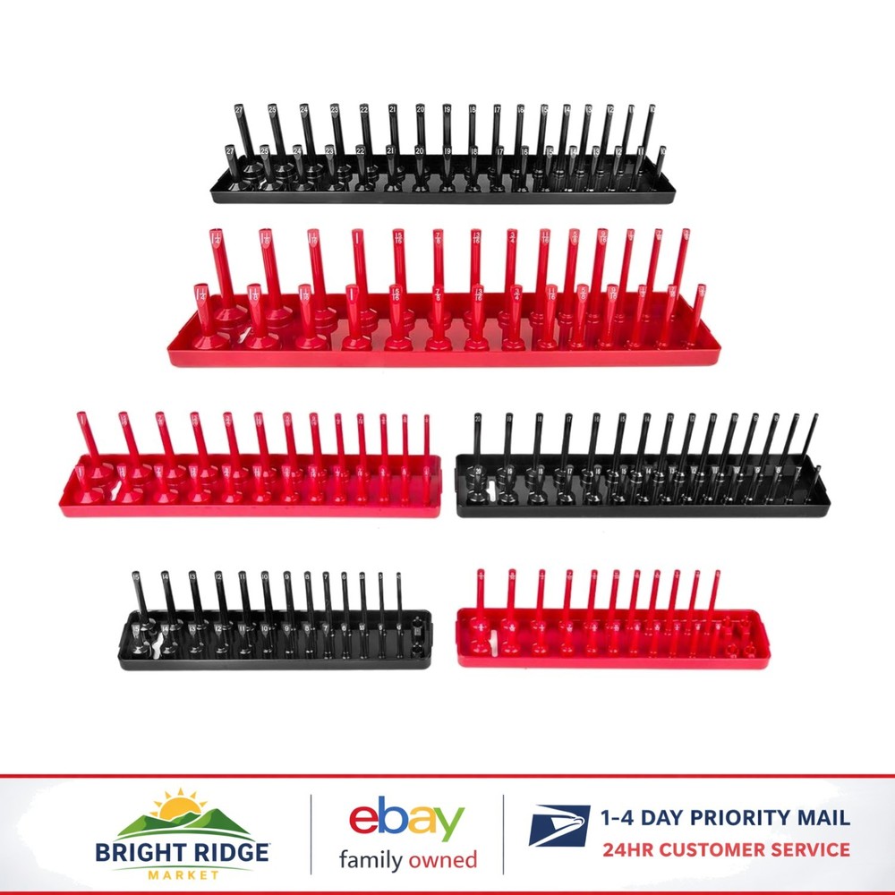 Toolbox Socket Organizer Set for Deep & Shallow Sockets, 6-Piece Collection