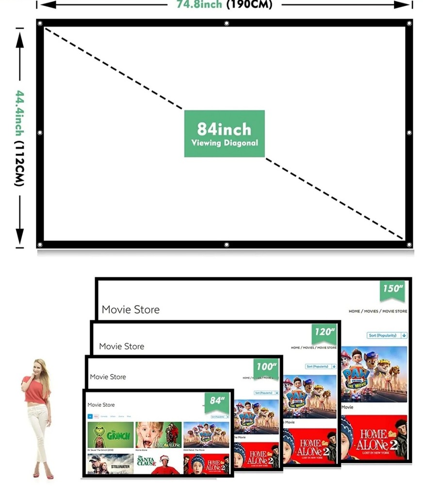 84 in 16:9 Simple HD Projector  Screen Projection