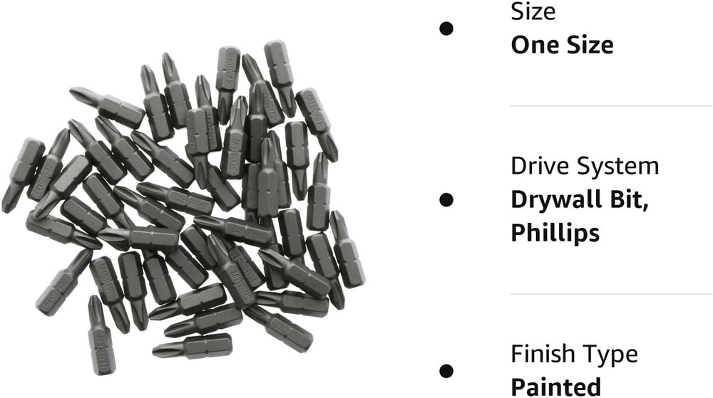 Grabber #2 Reduced Phillips Drywall Screw Driver Bit Tips (50-Pack)
