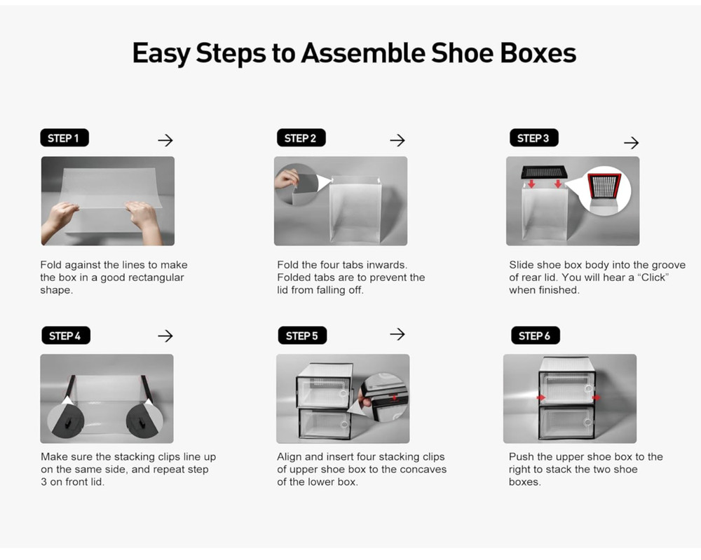 X-Large Shoe Storage Boxes Organizers Clear Plastic Stackable 12 Pack, Shoe Rack