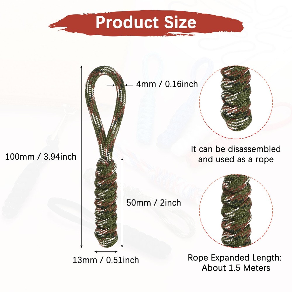 Zipper Pull Replacement [10PCS] - Paracord Pull Tab Extender -[Dark Green]