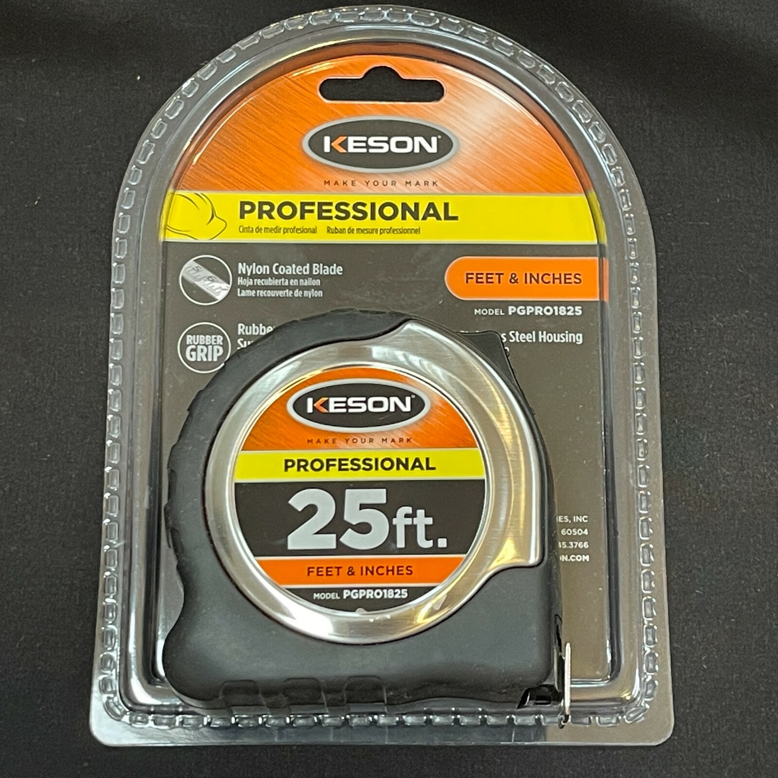 Keson Professional 25 Ft Tape Measure, 1 In Blade Pgpro1825v 25' Measuring Tape
