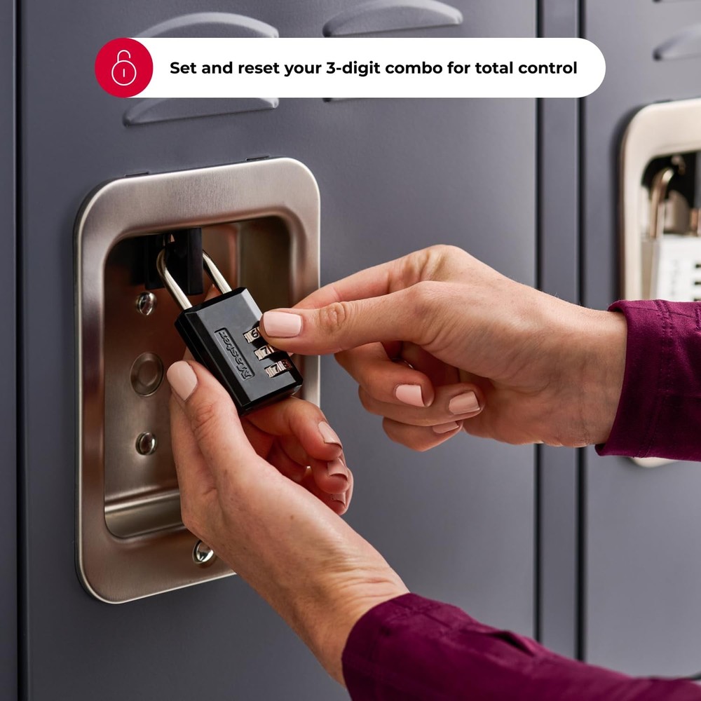 Master Lock Black Combination Padlock, Indoor Gym Locker Lock with Customizable