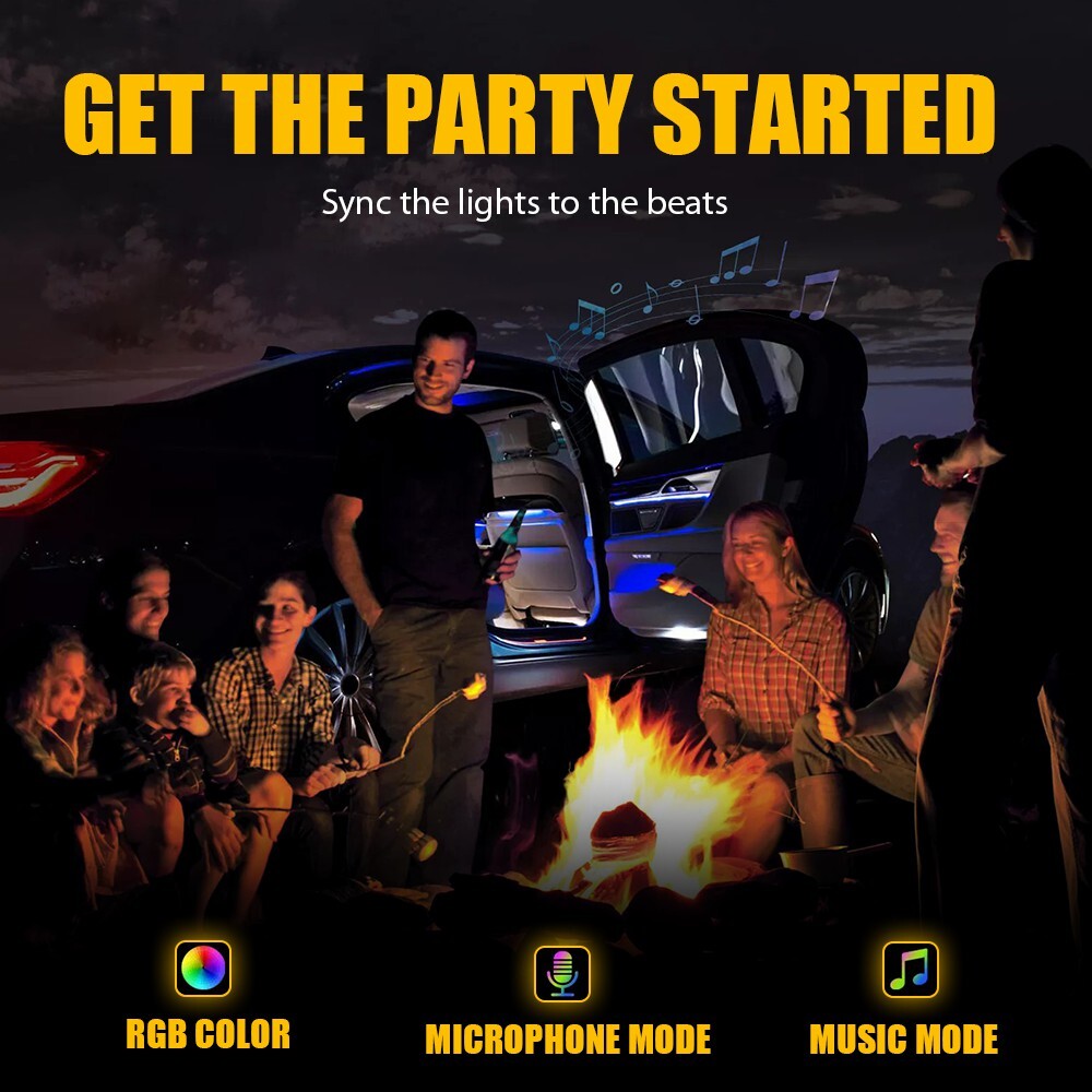 LED Neon Light Trim Glow Optic Fiber Strip Car Interior Ambient Lighting Kit.APP