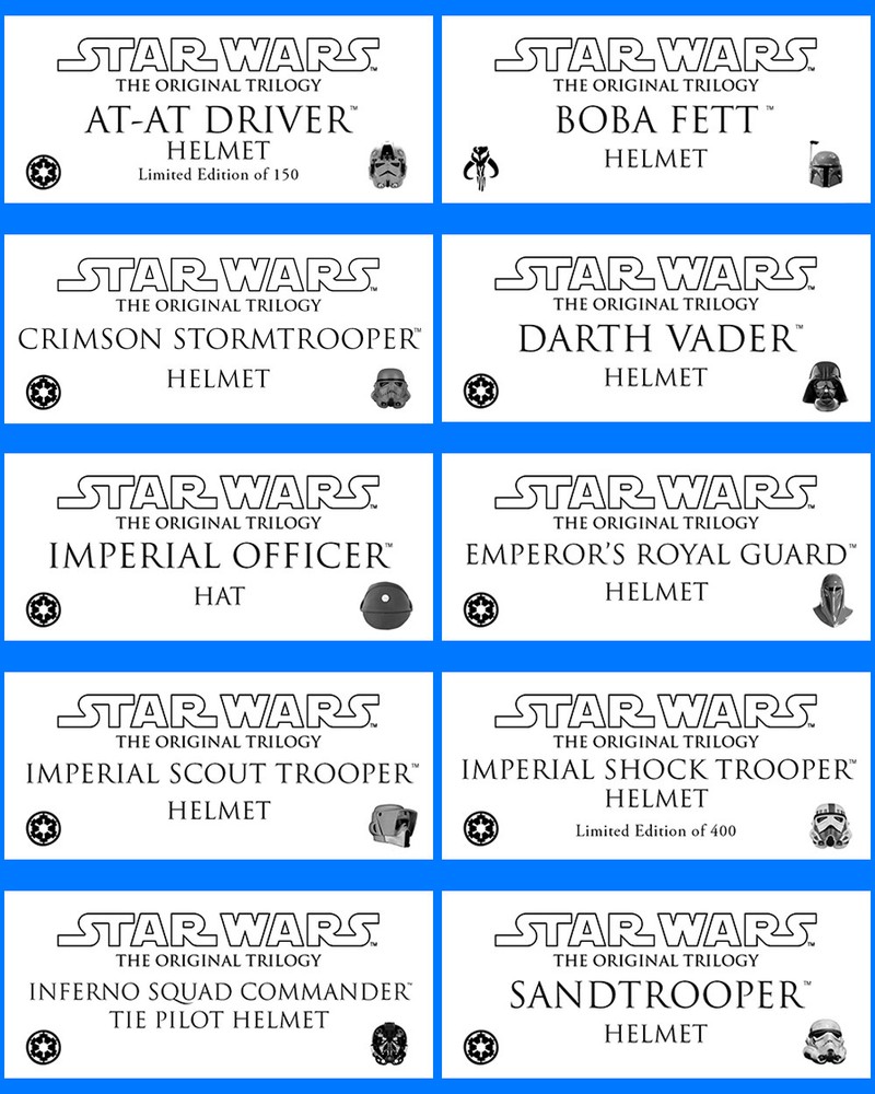 Anovos Helmet Replicas Display Plaques - Pick 1