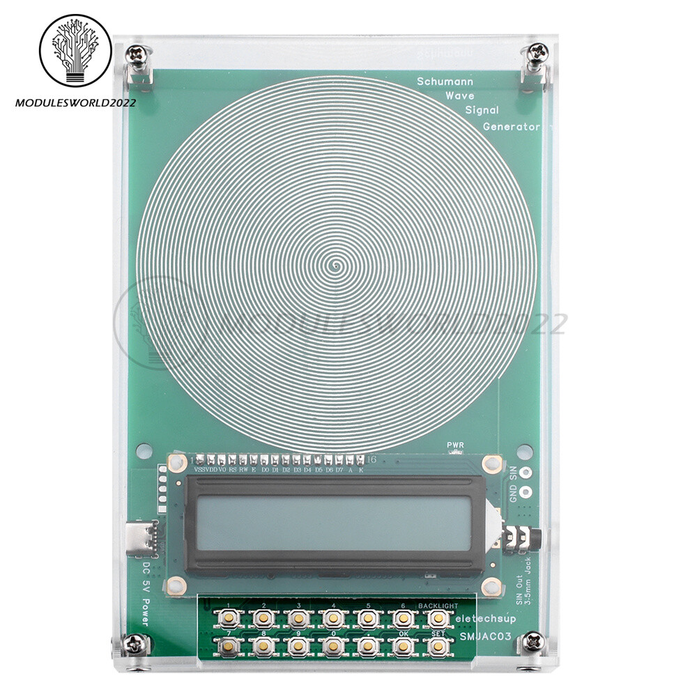 Schumann Wave Generator Pulse Sine Frequency +3.5MM Audio Output Connector +Case