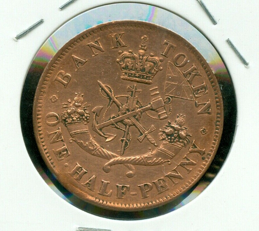 1854 UPPER CANADA TOKEN 1/2 CENT GEM BU RED GRADE RARE *