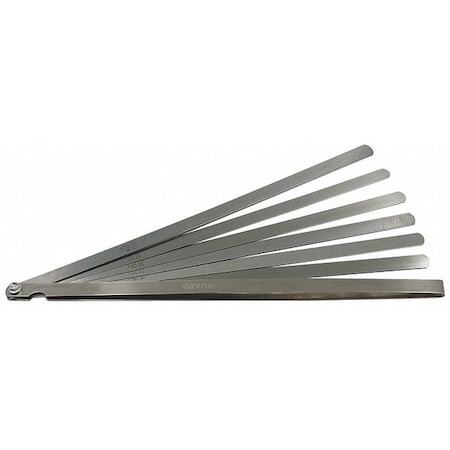 Westward 44Ze62 Long Blade Feeler Gauge Set,12 Pcs.
