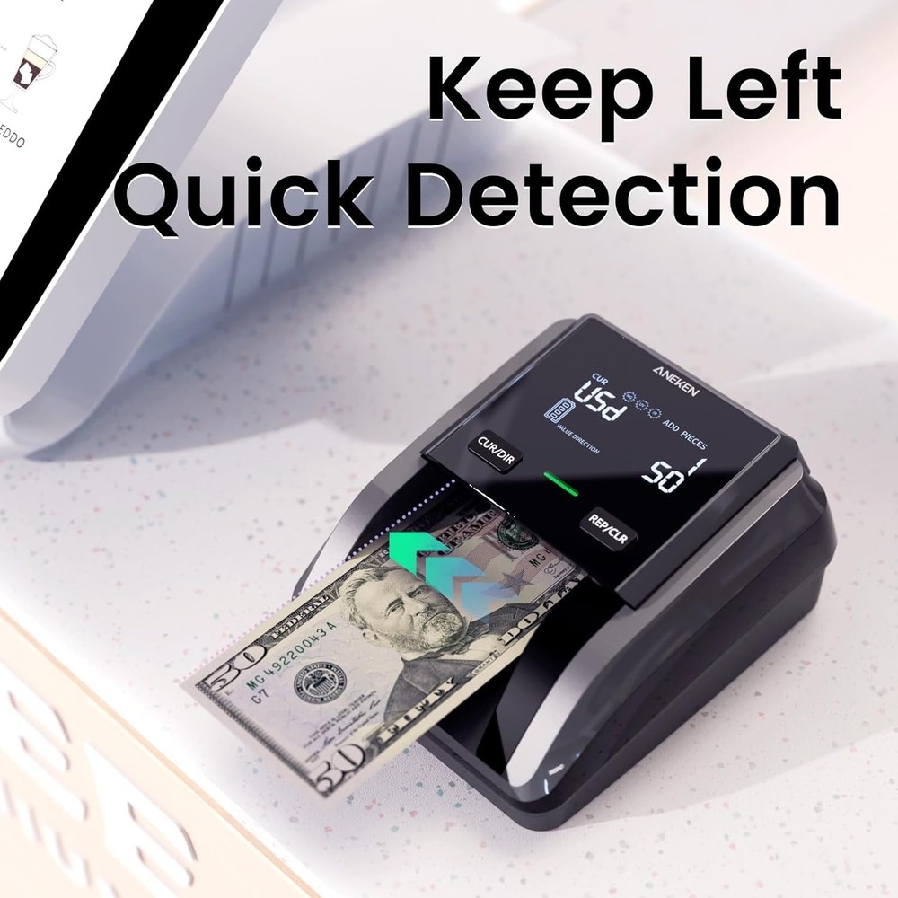 Aneken AL-139 Counterfeit Bill Detector: 2.8" Display, Value Counting, Multi-Dir