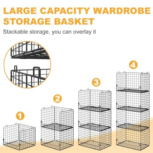 4-Tier Extra Height Stackable Closet Organizer – Foldable Storage Bins for