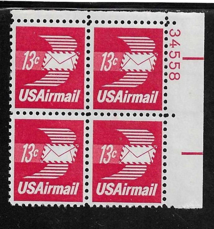 Scott# C79  Airmail Regular Issue - 13 cts Winged Envelope Plate Bk---0035