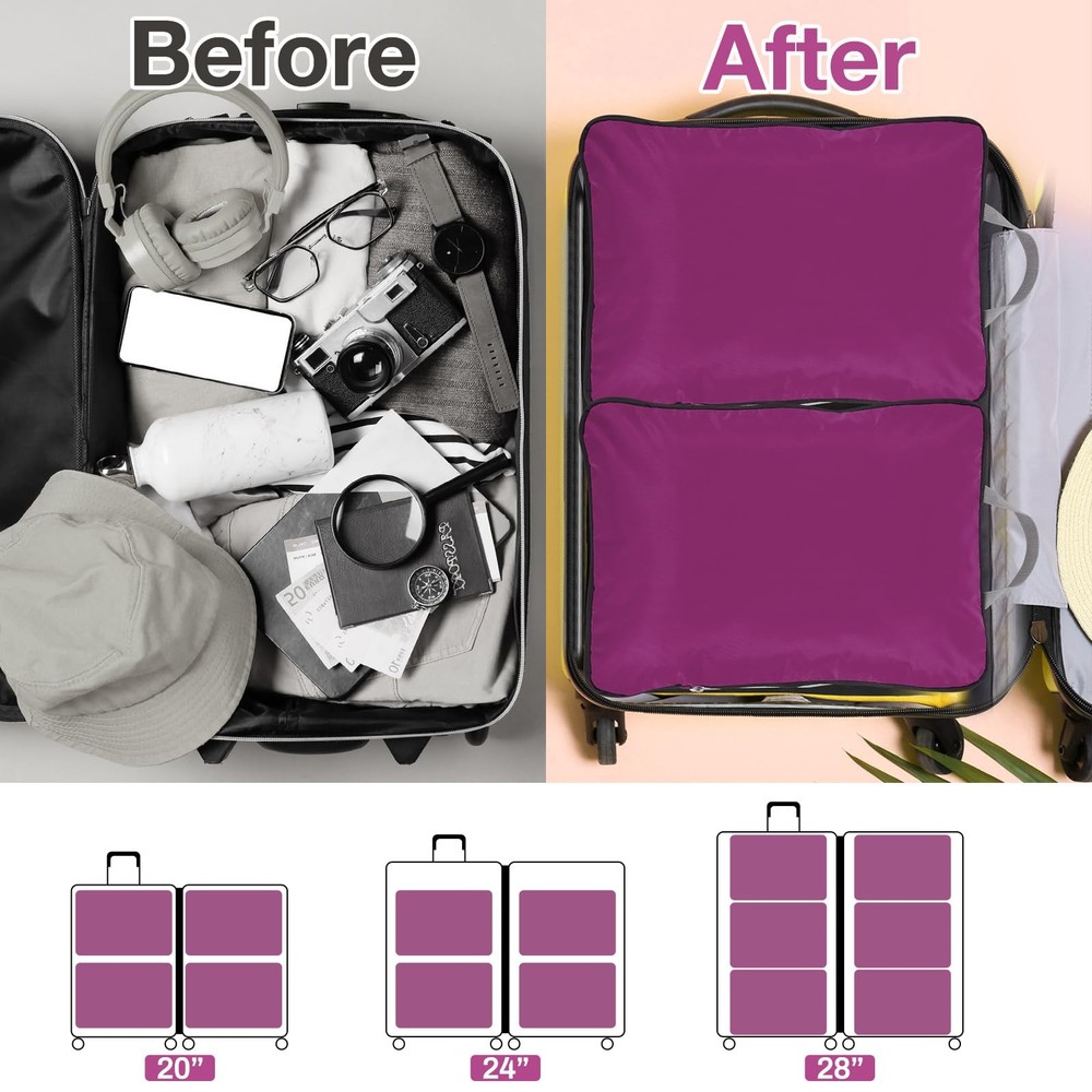 Hosuly 6 Pcs Large Compression Packing Cube Bag Travel Expandable Space Savin...