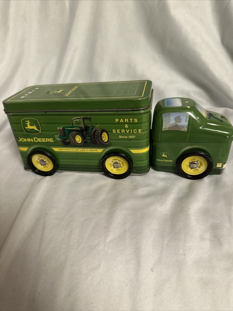 John Deere Tin Box Truck Shaped Container GREAT GRAPHICS