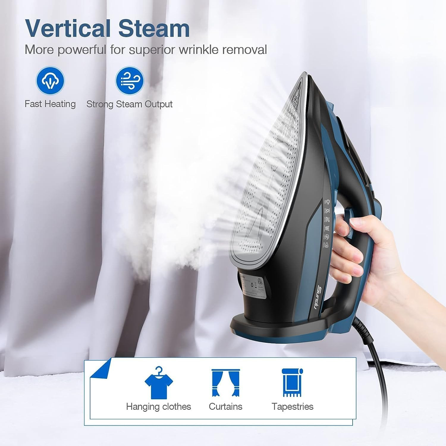 Sundu Steam Iron for Clothes with Rapid Heating Ceramic Coated Soleplate, 1700W