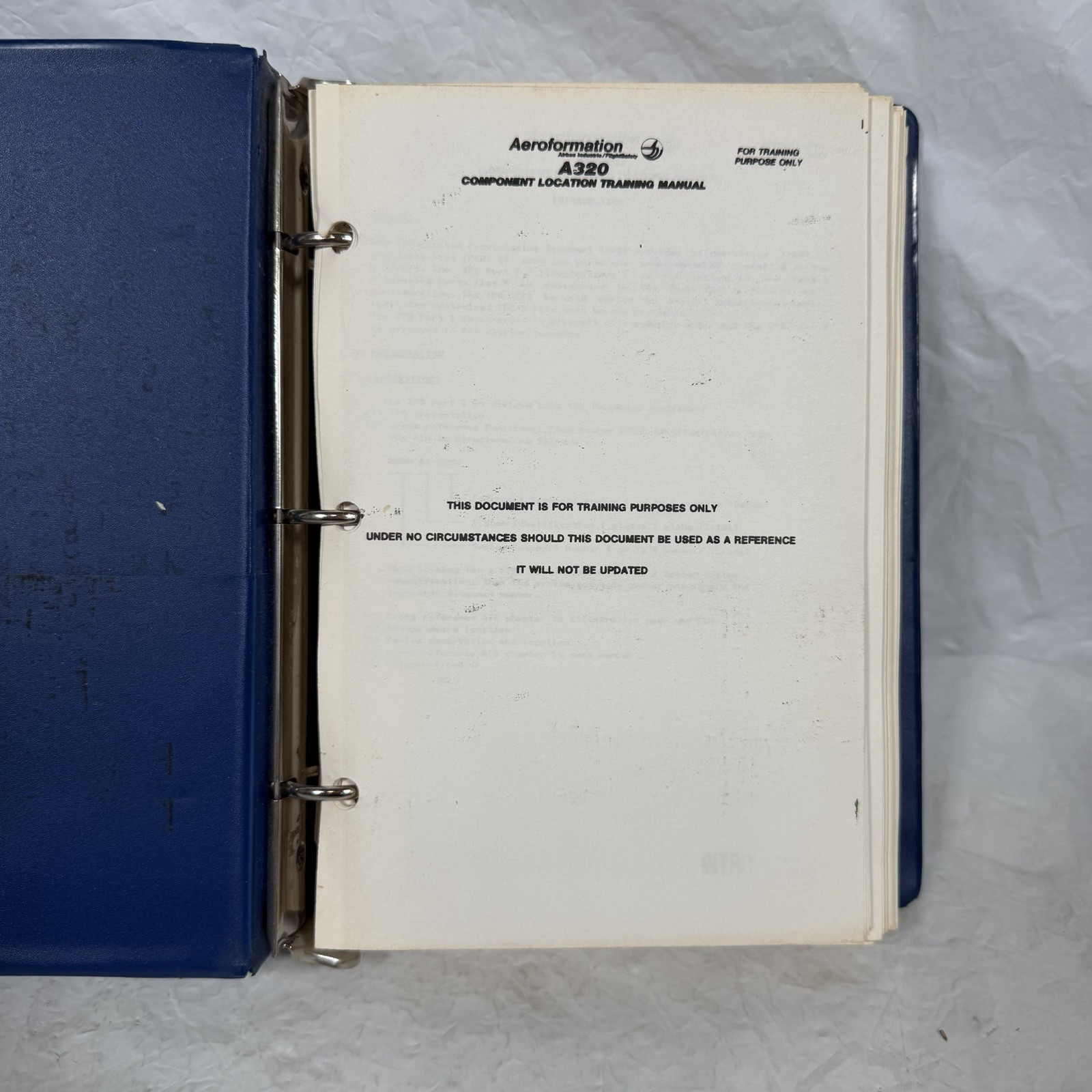 A320 Component Location Training Manual Aeroformation 1986 Airbus Binder
