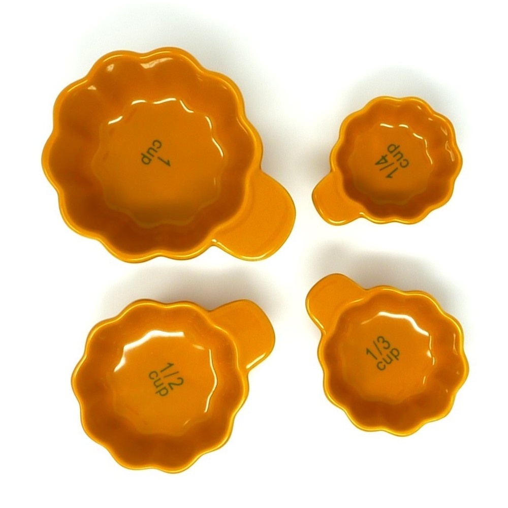 Haven & Key Pumpkin Ceramic Stackable Measuring Cups Autumn Fall Baking Set of 4