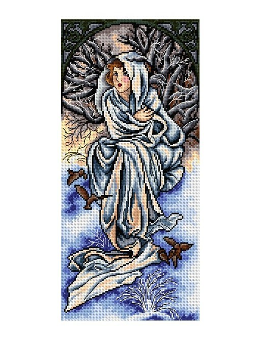"Winter" Printed Canvas or Threads Kit for Needlepoint  Orchidea 2380J