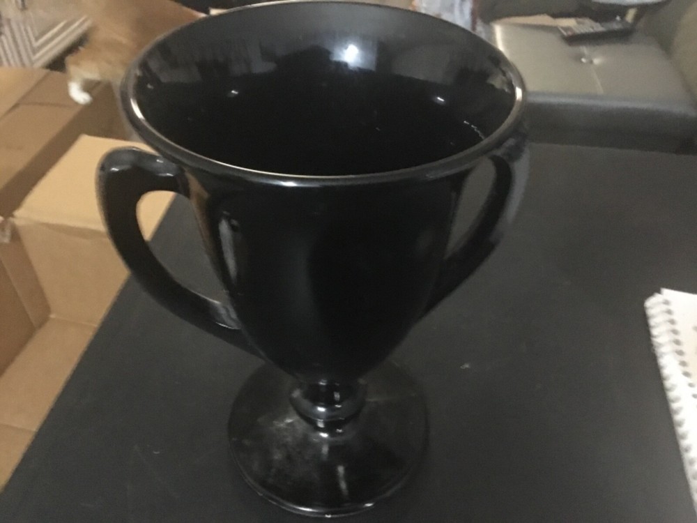 Trophy Style Black Glass Planter