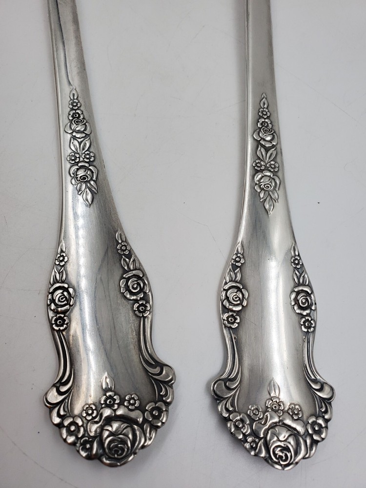 VTG King Edward Silverplate Holiday 1951 Pattern Fork & Spoon Salad Serving Set