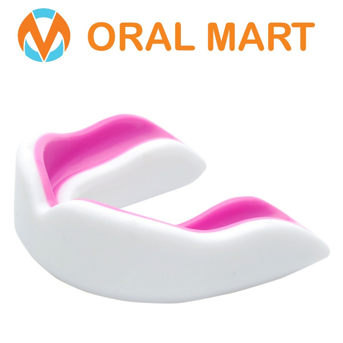 Oral Mart Lacrosse Hockey Karate Mouth Guard For Kids Girls (White/Pink)