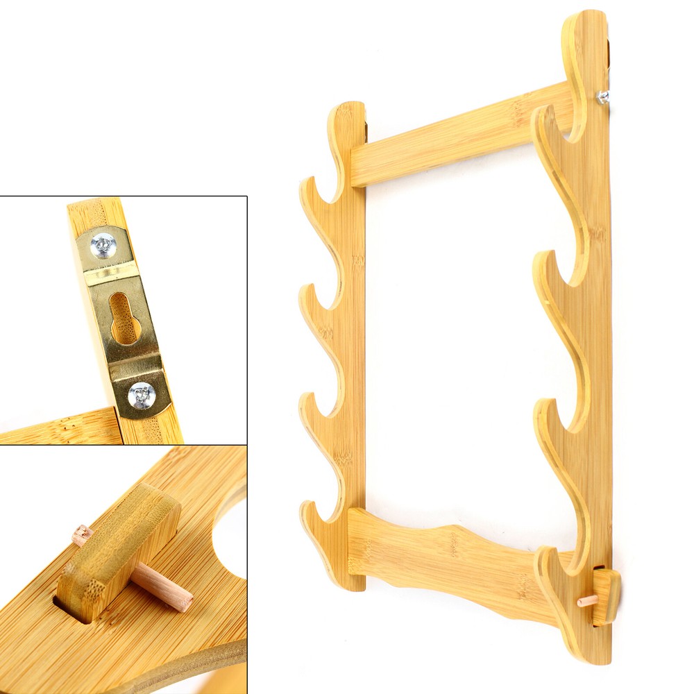 Wall-Mounted Display Rack Sword Mount Stand 4-Layer Bamboo Mount Display Stand