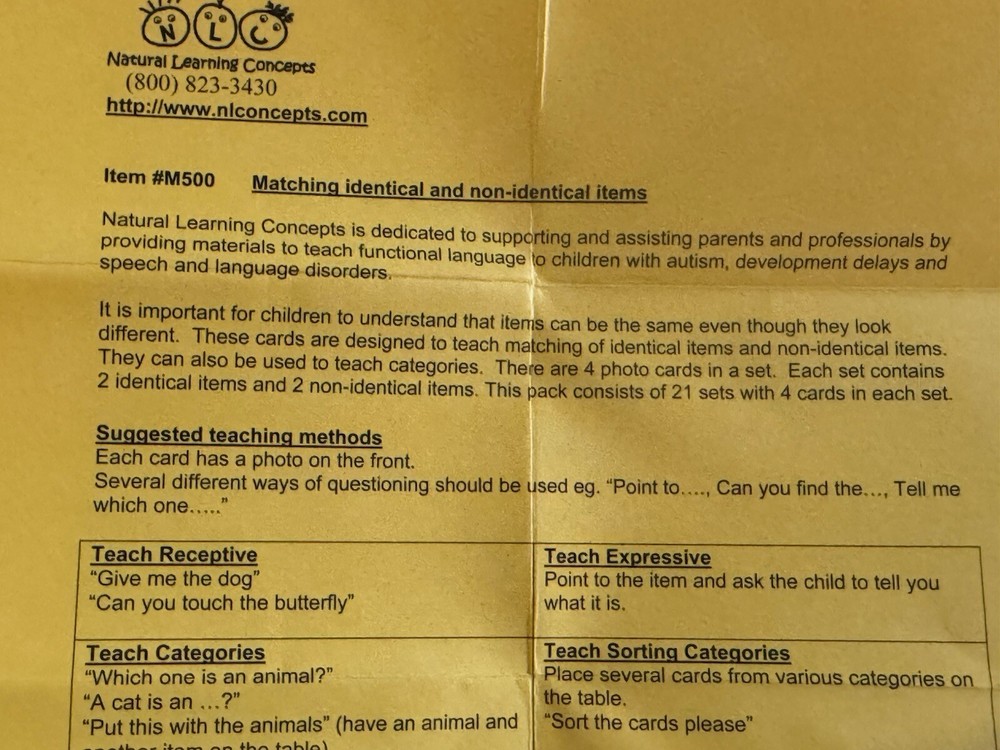 Natural Learning Concepts Search Language Learning Match Mismatch Cards