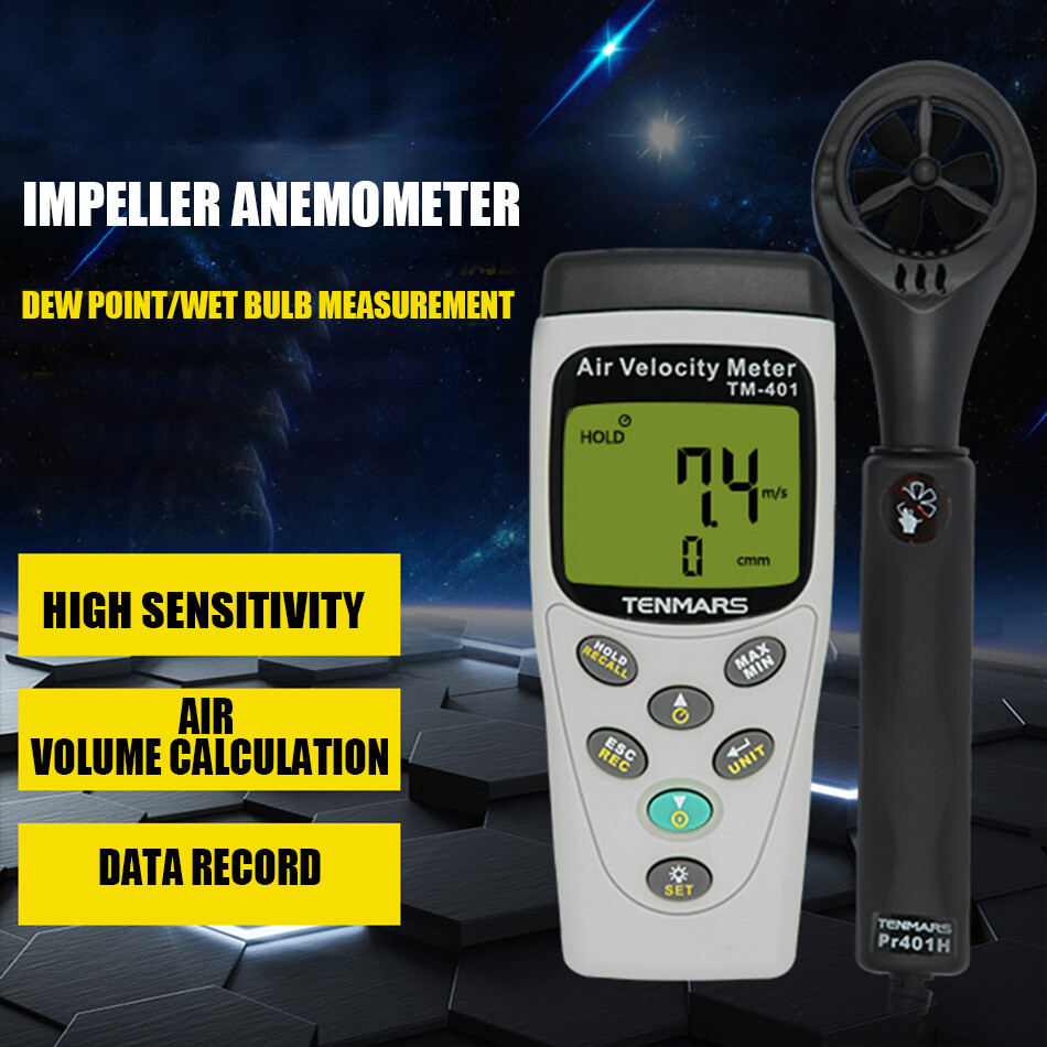 TENMARS TM-401 Multi-function Anemometer Temperature Humidity Stress Tester