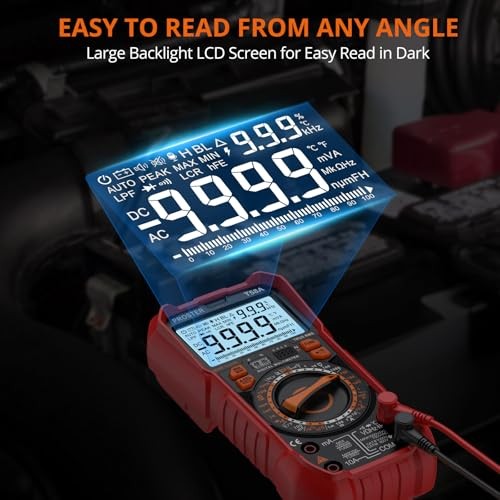 Digital Multimeter TRMS Manual Range Multimeter 9999 Counts NCV Detector red