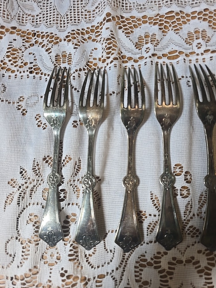 Antique Hall & Elton Silverplate Flatware Circa 1877 - 6 Dinner Forks