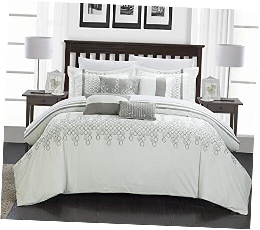 Lauren 8 Piece Comforter Set Queen White