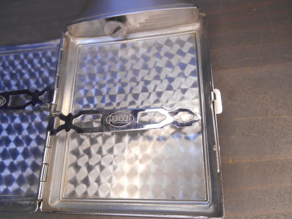 Ronson Mastercase Etched Silver Tone Cigarette Lighter Monogram RJD