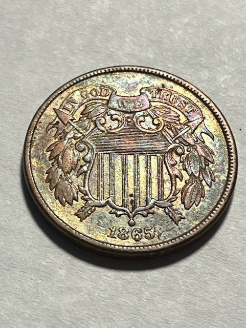 1865 2 Cent Piece/Plain 5/XF++ #18612-2