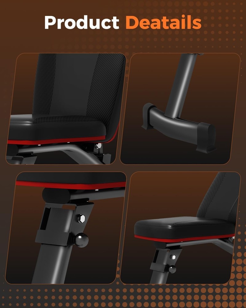 Adjustable Weight Bench Sit Up Bench Foldable Workout Bench with 5 Backrests